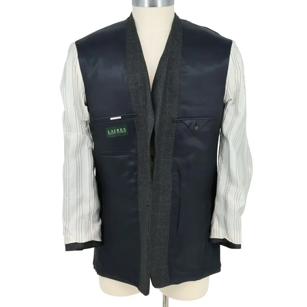 Lauren Ralph Lauren Sport Coat Mens 42L Dark Gray Glen Plaid Jacket Career